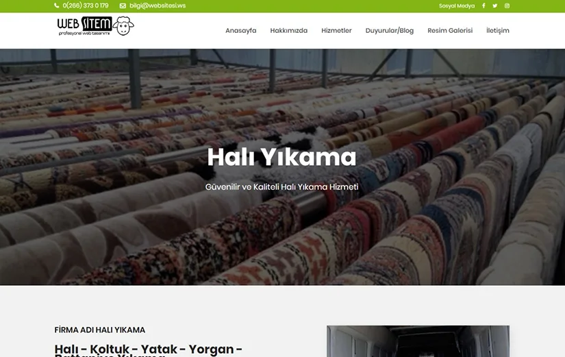 Halı yıkama firmaları için hazır web sitesi